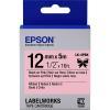 Epson LK-4PBK C53S654013 Black Original Label Strip On Pink LW-400, LW-600P, LW-K400, LW-700