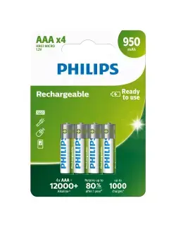 Philips R03B4A95/10 Wiederaufladbare Slim Battery AAA 950mAh