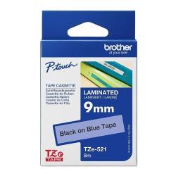 Brother TZE-521 Blau mit Schwarz, Original-Etikett.