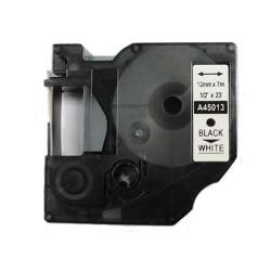Dymo D1 45013 Schwarz auf Weiß, kompatibles Etikettenblatt.