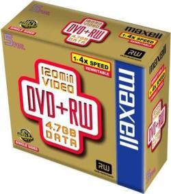 Maxell DVD-RW 4.7GB 1-4X 5 Pack Rewritable Rewritable Disc