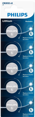 Philips CR2032P5/01B CR2032 Lithium-Batterie 5li Cardela
