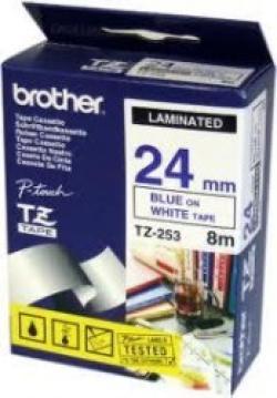 Brother TZ-253 (24MM) Beyaz Üzerine Mavi Etiket