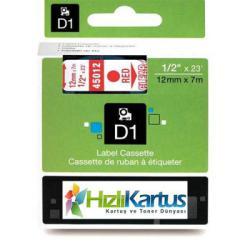 Dymo D1 45012 Şeffaf Üzerine Kırmızı Muadil Etiket
