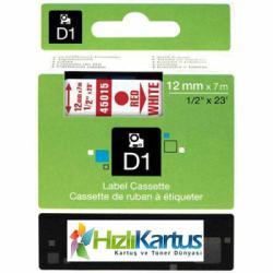 Dymo D1 45015 Beyaz Üzerine Kırmızı Muadil Etiket