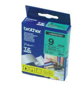 Brother TZ-721 9MM Black Lamination auf Grün