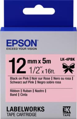 Original Epson C53S654031 (LK-4PBK) Pink with Black Label Ribbon - LW-K400VP