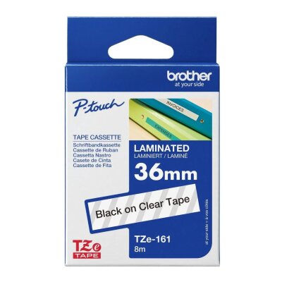 Brother TZe-161 36mm Şeffaf üzerine Siyah Laminasy