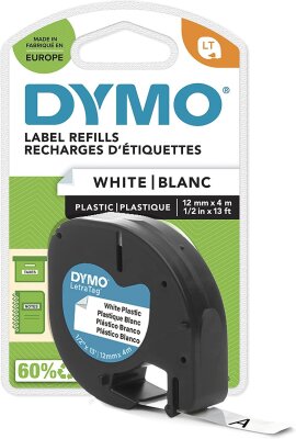 Dymo LetraTag S0721660 (59422) Beyaz Orjinal Plastik Şerit 12mm x 4mt