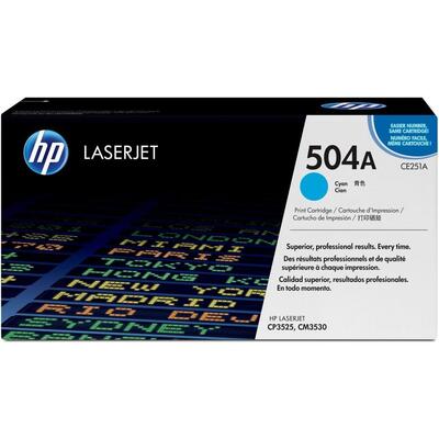HP CE251A (504A) Cyan Original Toner Cartridge - CP3525 / CM3530 (B)