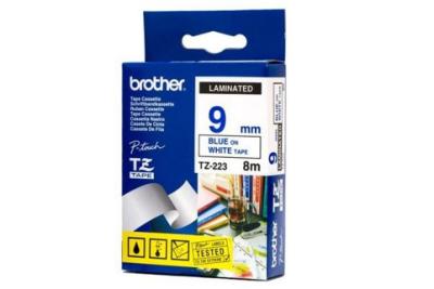Brother TZ-223 Weiß auf blau laminiertem Etikett 9 mm - RL-700S