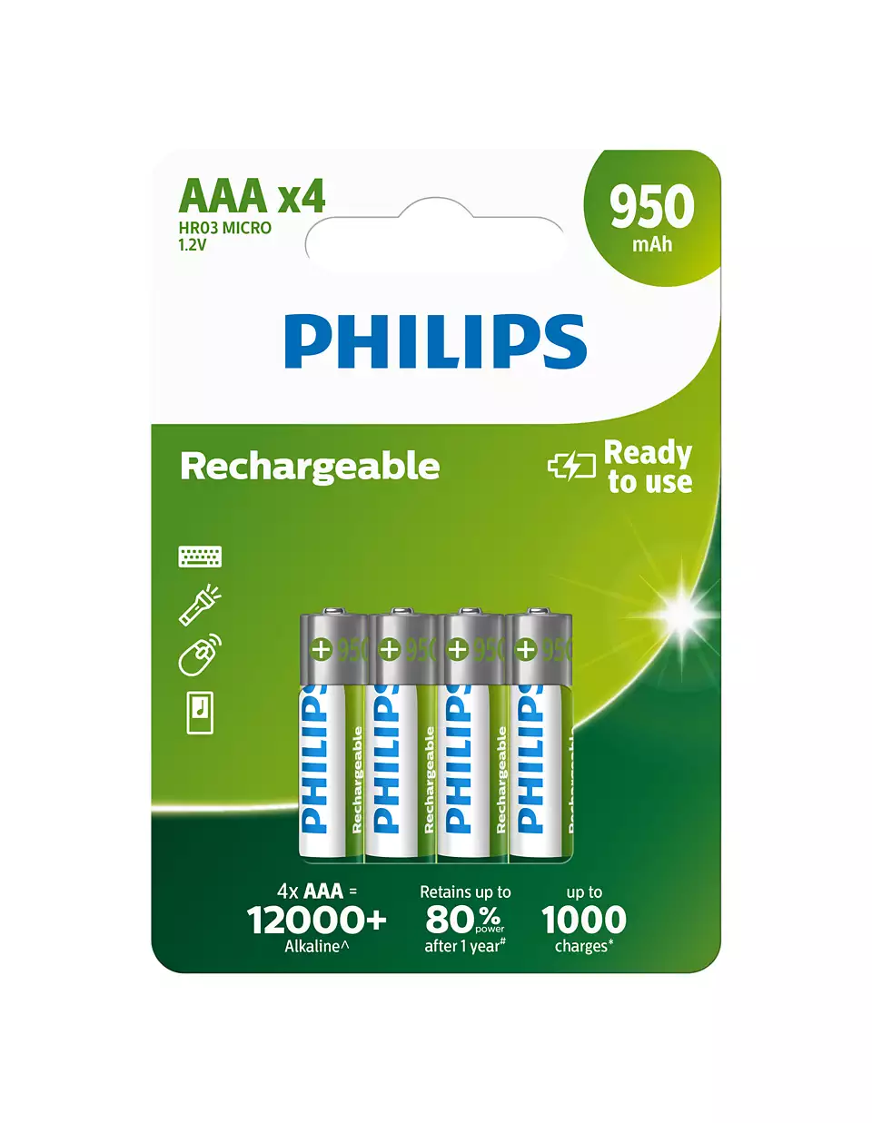 Philips R03B4A95/10 Wiederaufladbare Dünnbatterie AAAZCARTKEEP0002ZXQ