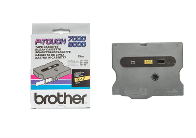 Brother TX-611 Sarı Üzerine Siyah Orjinal Şerit -