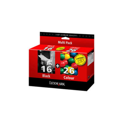 Lexmark 16+26 Siyah + Renkli Orjinal Kartuş 2li Pa