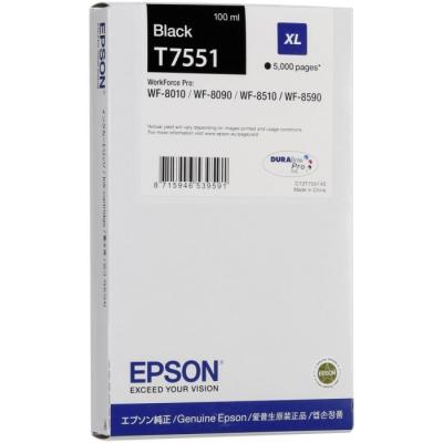 Original Black Ink Cartridge for Epson C13T75514010 (T7551) XL - WF-8010DW / WF-8090