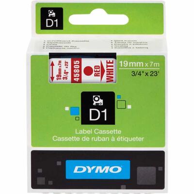 Dymo 45805 Beyaz Kırmızı D1 Yedek Şerit 19mm x 7mt