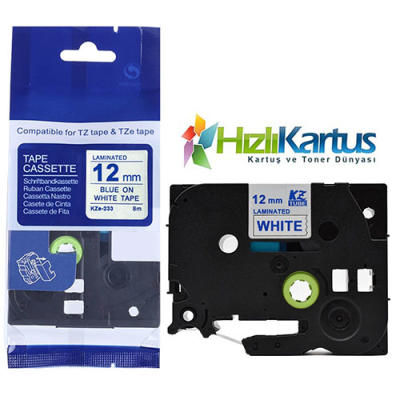 Brother TZE-233 Beyaz Üzerine Mavi Muadil Etiket Ş