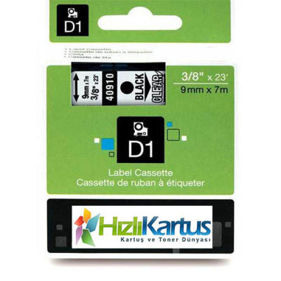 Dymo D1 40910Q Transparent auf Black Label