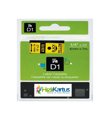 Dymo D1 43618Q Gelb auf Black Muadil Tag