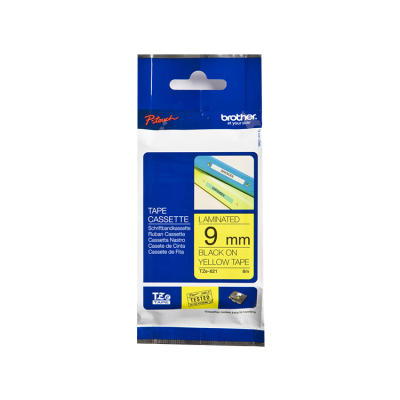 Brother TZE-621 (9MM) Gelblaminatetikett