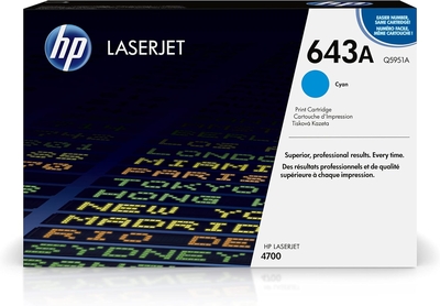 HP Q5951A (643A) Cyan Original Toner Cartridge - LaserJet 4700 (B)