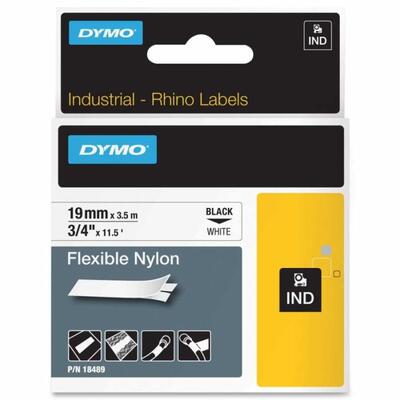 Dymo Rhino PRO 18489 White-Black Flexible Nylon Strip 19mm x 3.5m