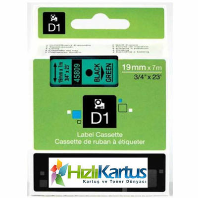 Dymo D1 45809Q Black Muadil Label auf Grün
