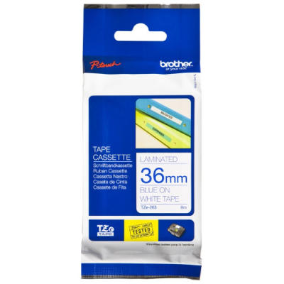 Brother TZe-263 Blau/Weiß (36mm) Laminatetikett