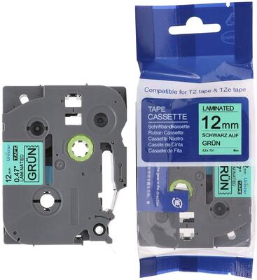 Brother TZe-731 Black On Green Compatible Label Strip 12mm x 8m