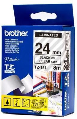 Brother TZ-151 Schwarz auf Clear Label Strip - PTD600