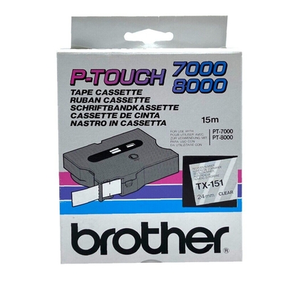 Brother TX-151 Schwarz auf Clear Original Ribbon - 24mm x 15m