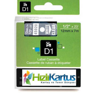 Dymo D1 45020Q Transparent auf White Label