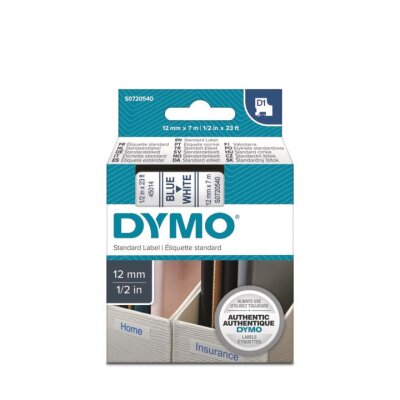 Dymo 45014 Beyaz/Mavi D1 Yedek Şerit (12 mm x 7 mt