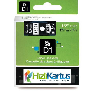 Dymo D1 45021Q White Label auf Black