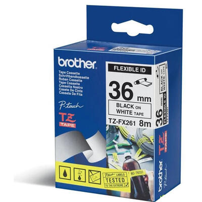 Brother TZe-FX261 Black On White Original Label Strip 36mm x 8m - PT-3600