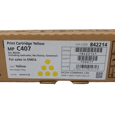 Ricoh 842214 Yellow Original Toner - MPC407