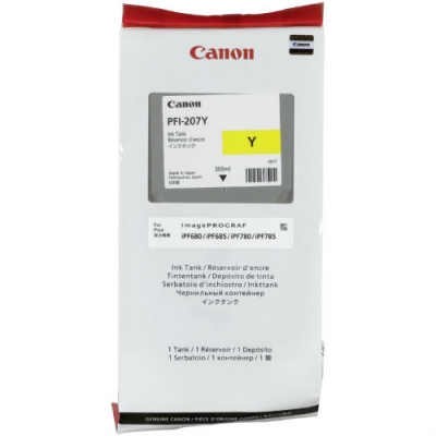 Canon PFI-207Y (8792B001) Yellow Original Cartridge - IPF680 / IPF685