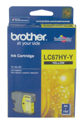 Brother LC67HY-Y Hohe Kapazität Gelbe Originalpatrone - DCP585 / DCP6690CW